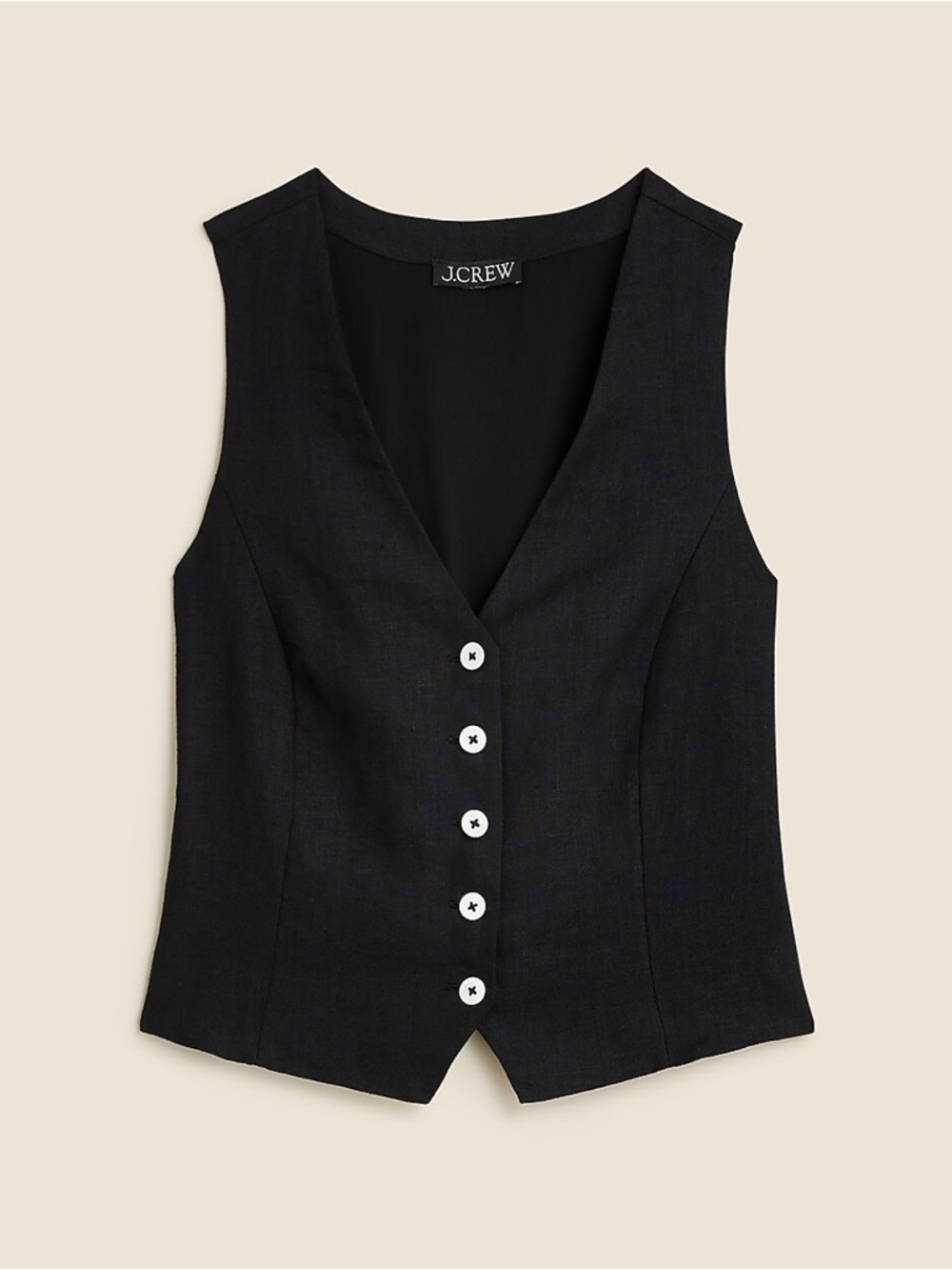 J. Crew Slim Fit Linen Vest | Black